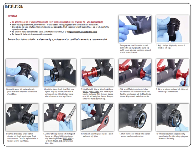Wheels Manufacturing PressFit 30 Outboard Bottom Bracket: 29mm Bearing ID for SRAM DUB ABEC-3 Bearings Black Cups