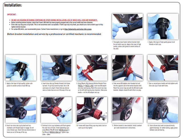 Wheels Manufacturing PF30A Frame to Hollowtech II Spindle Outboard Thread Together Bottom Bracket Black