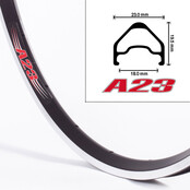 Velocity A23 700c MSW Bicycle Rims - Black,32