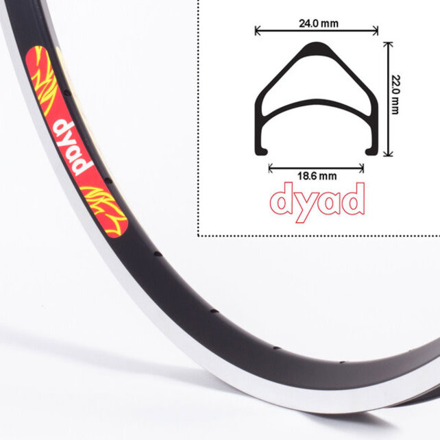 Velocity Dyad 700c MSW Bicycle Rims - Black,48