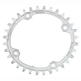 Wolf Tooth Elliptical 104 BCD Chainring - 32t, 104 BCD, 4-Bolt, Drop-Stop, Stainless Steel, Silver