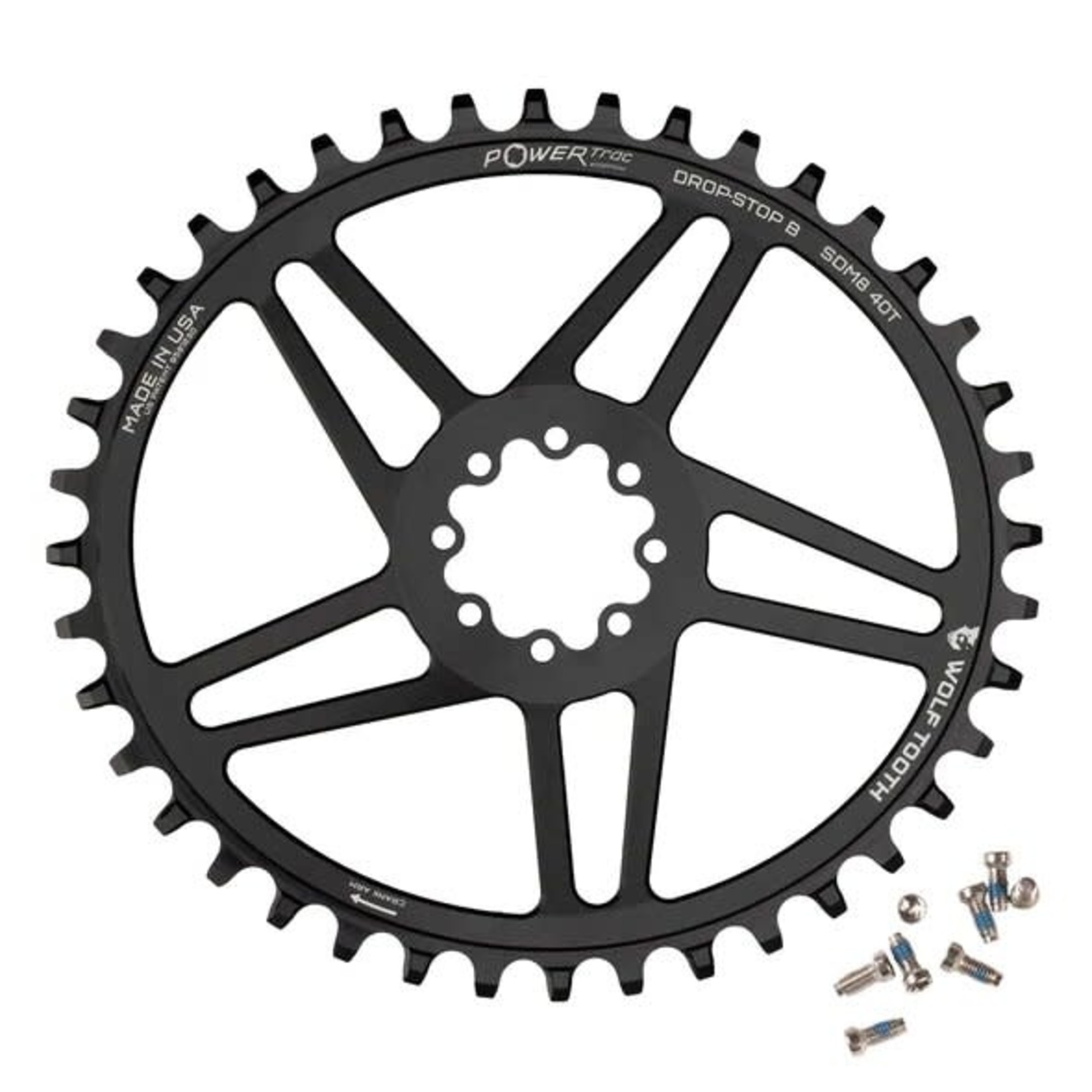Wolf Tooth Components Ellipticall 8-Bolt Chainring (Flat Top), 40T - Black