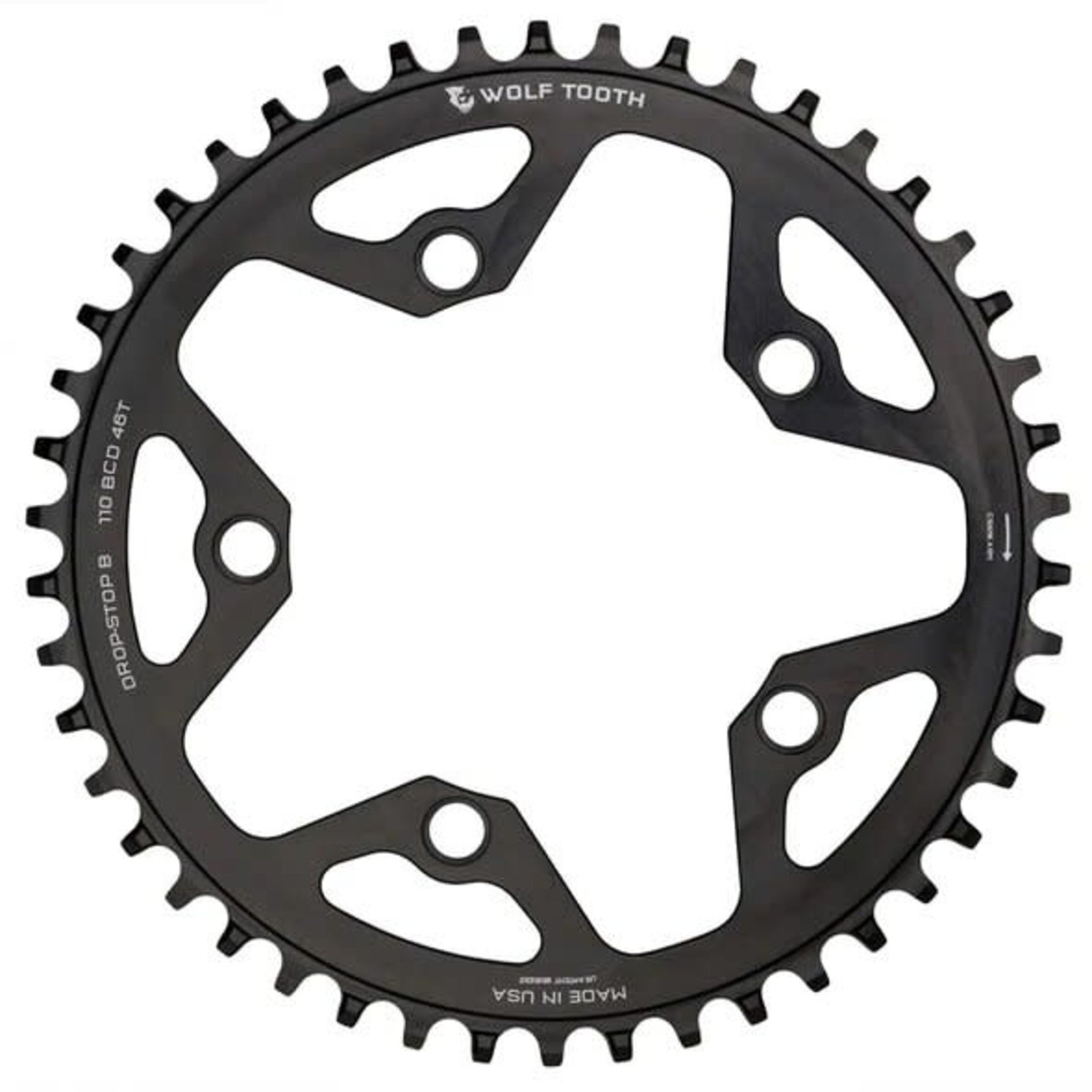 Wolf Tooth Components Wolf Tooth 110 BCD 5 Bolt Chainring 46T compatible with SRAM Flattop