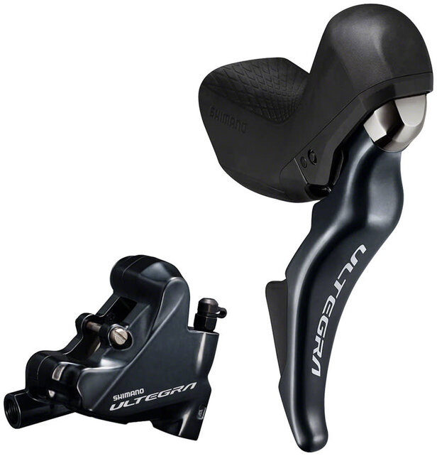 Shimano Ultegra ST-R8025 Shift/Brake Lever with BR-R8070 Disc Brake Caliper - Right/Rear, 11-Speed, Flat Mount, Black Shimano Ultegra ST-R8025 Shift/Brake Lever with BR-R8070 Disc Brake Caliper - Right/Rear, 11-Speed, Flat Mount, Black