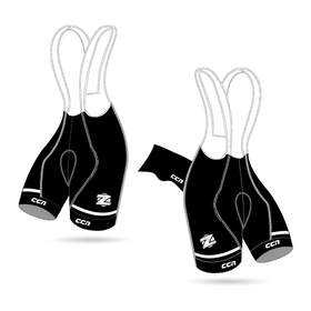 Zinn Cycles - Big and Tall Bib Shorts - Black and silver