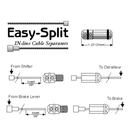 Da Vinci Designs Easy-split cable splitters for brake and shift cable - black
