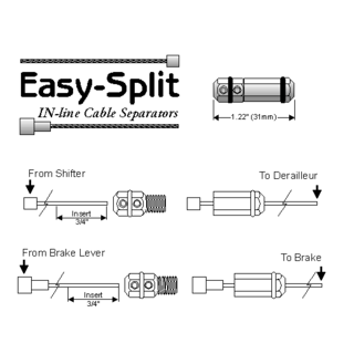 Da Vinci Designs Easy-split cable splitters for brake and shift cable - black