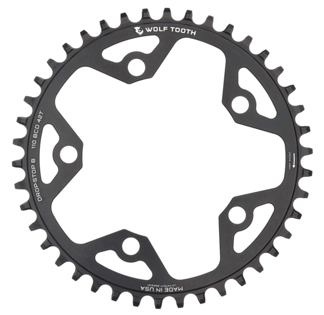 Wolf Tooth 110 BCD 5 Bolt Chainring 42T compatible with SRAM Flattop dropstop B