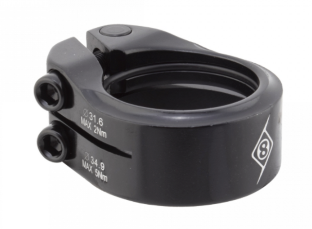 SEATPOST CLAMP OR8 CLAMPDOWN DBL 34.9/31.6 BK