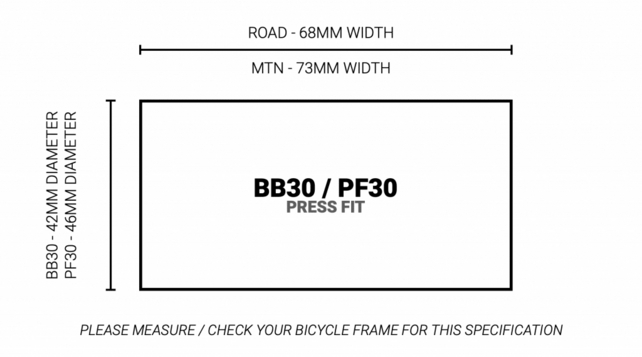 M30-THRU Road Bottom Bracket - BB30/PF30, 68mm