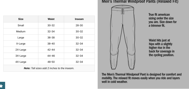 Aero Tech TALL Men's Thermal Windproof UNPADDED Pants
