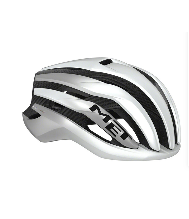 MET Helmets MET Trenta 3K Carbon MIPS Helmet - White/Silver Metallic, Matte, Medium