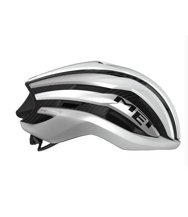 MET Helmets MET Trenta 3K Carbon MIPS Helmet - White/Silver Metallic, Matte, Medium