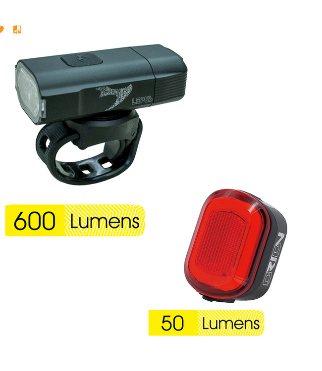 MOON Serfas/Moon, Lepus & Orion, HeadLight/TailLight-Combo Set, 600 & 50 Lumen