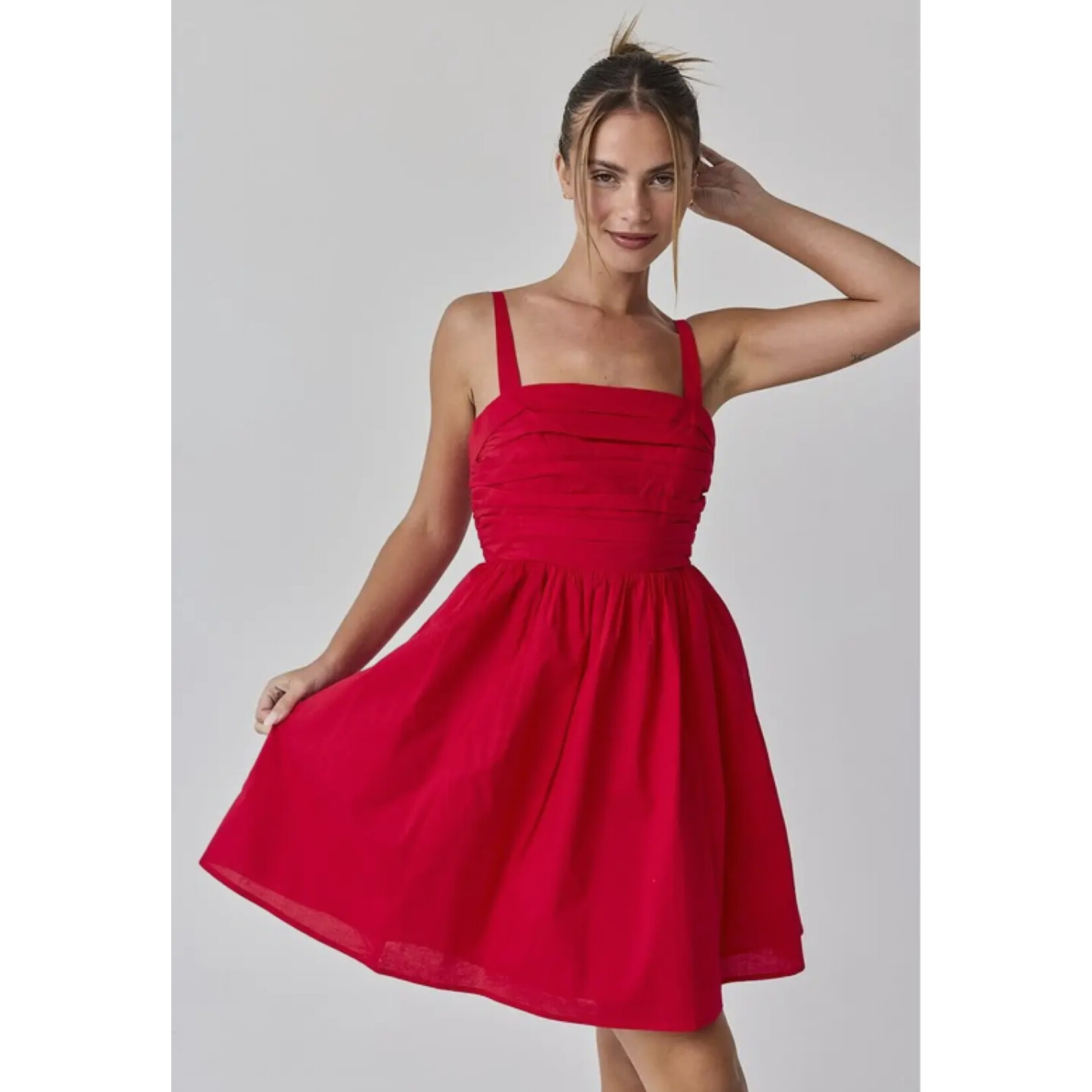 sheer Trend Nova Poplin Pleated Mini Dress