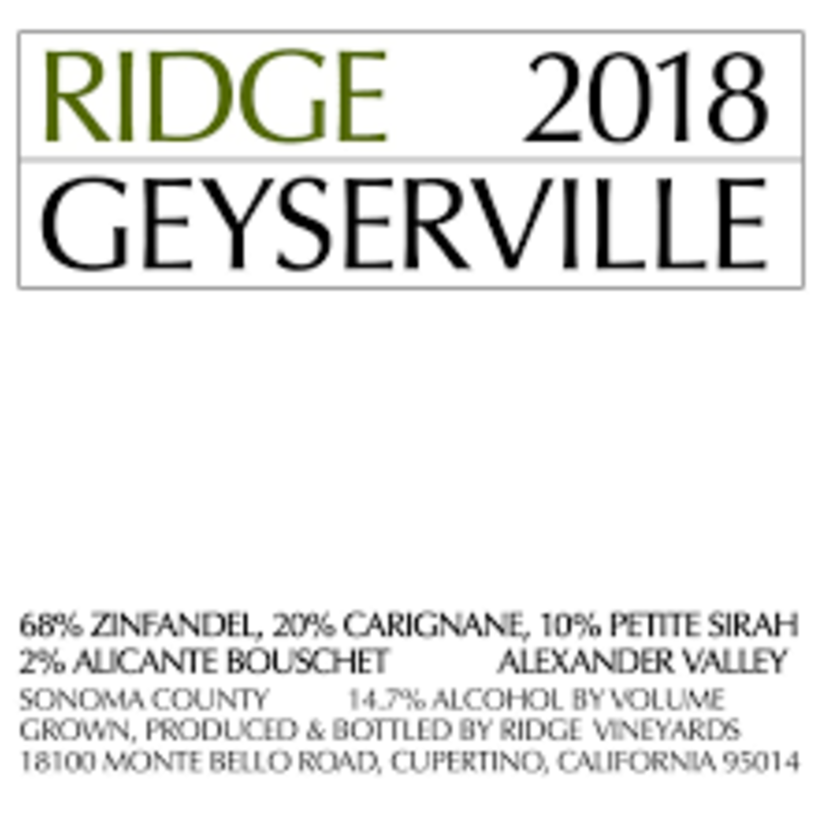 Ridge Vineyards Geyserville Red Blend (2022) 750ml