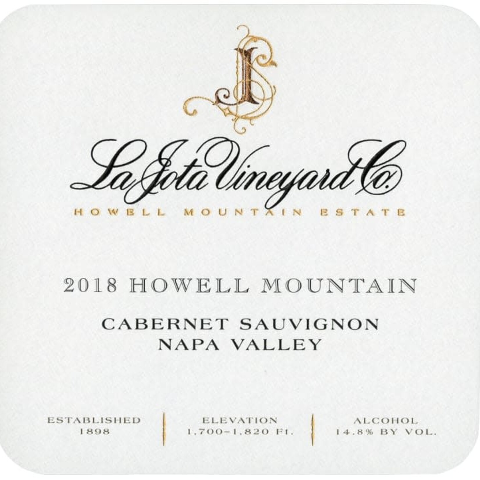 La Jota Vineyard Co., Howell Mountain Cabernet Sauvignon (2018) 750mL