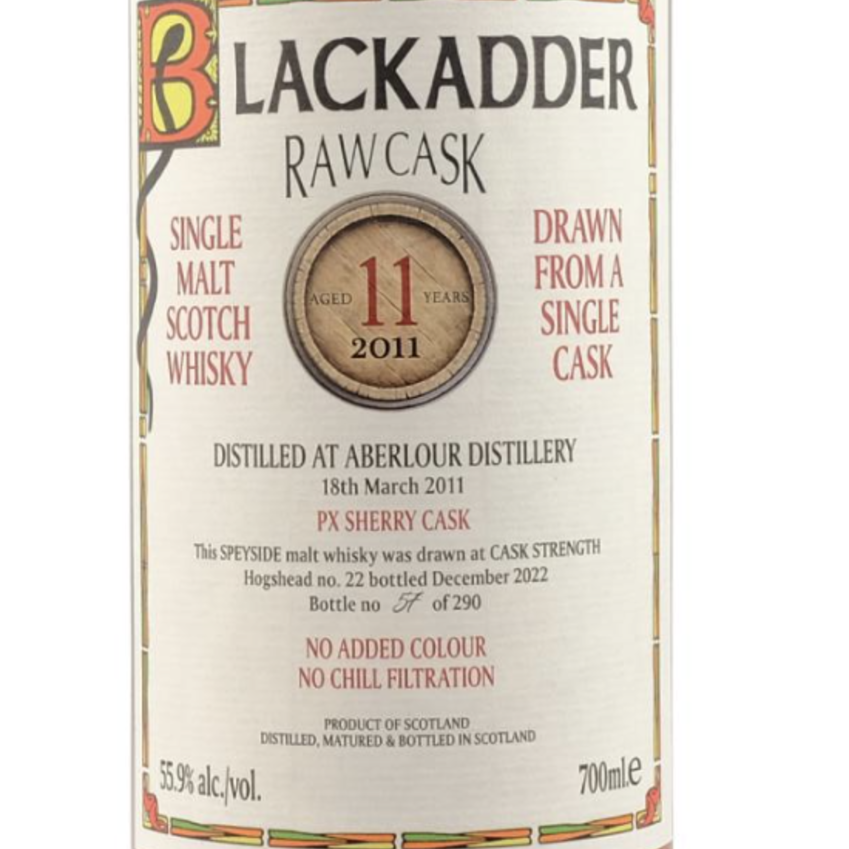 Blackadder Raw Cask Aberlour 11yr Whiskey 111.8pf 700ml