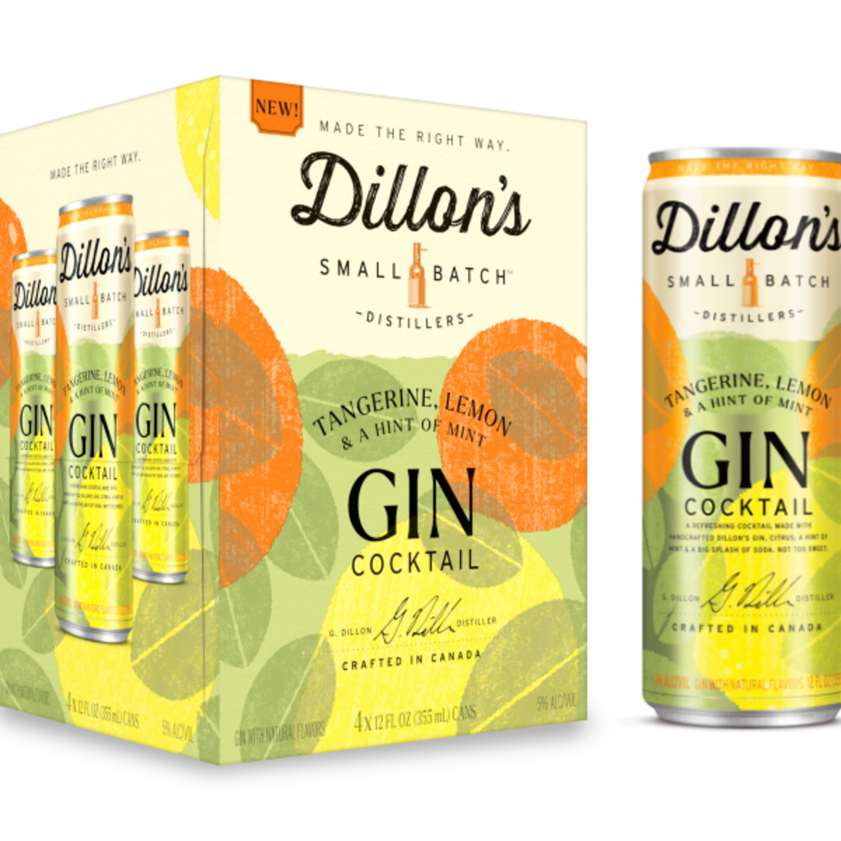 Dillon's Gin Cocktail Tangerine Lemon & A Hint Of Mint 4pk CN