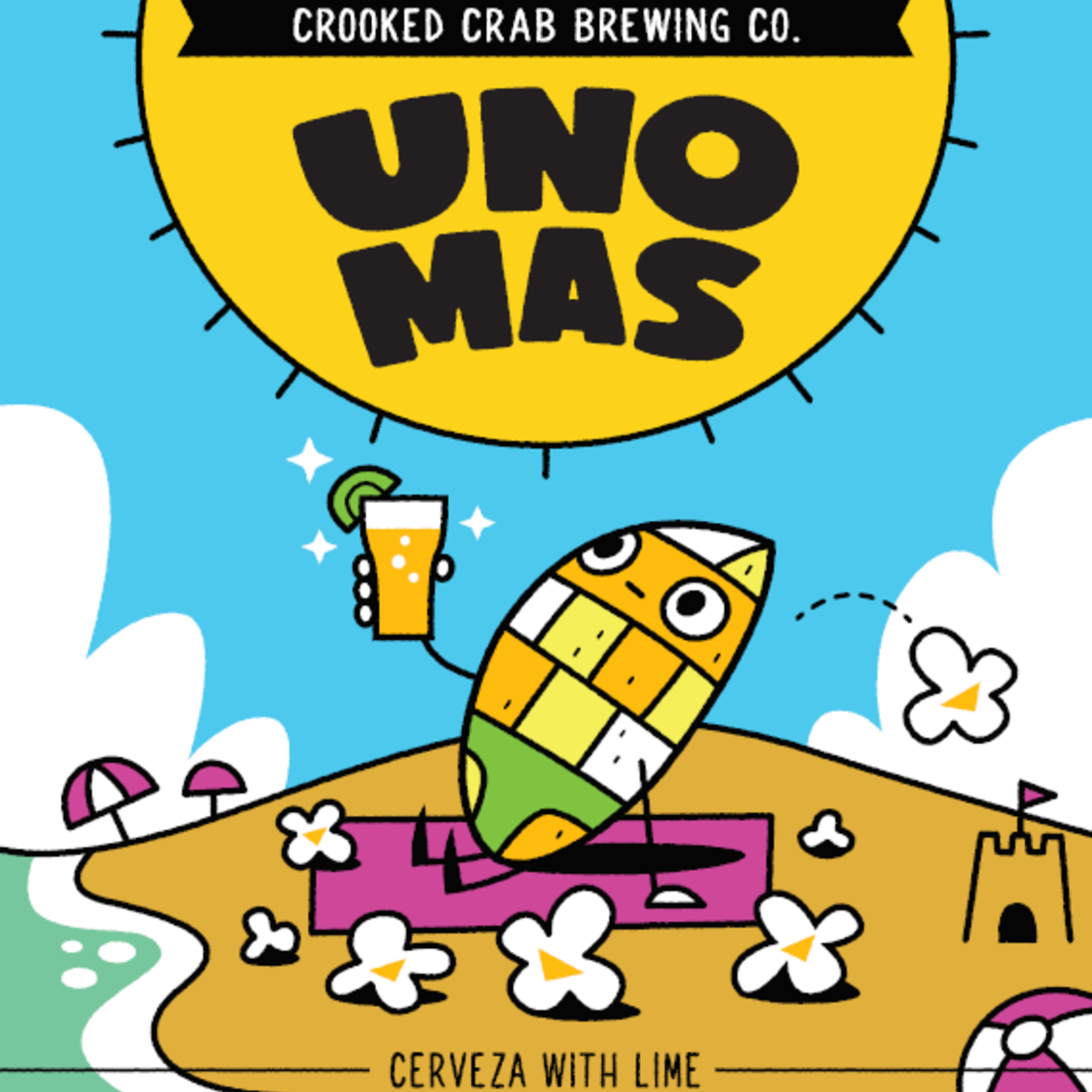 Crooked Crab Uno Mas Cerveza w/ Lime 6pk CN
