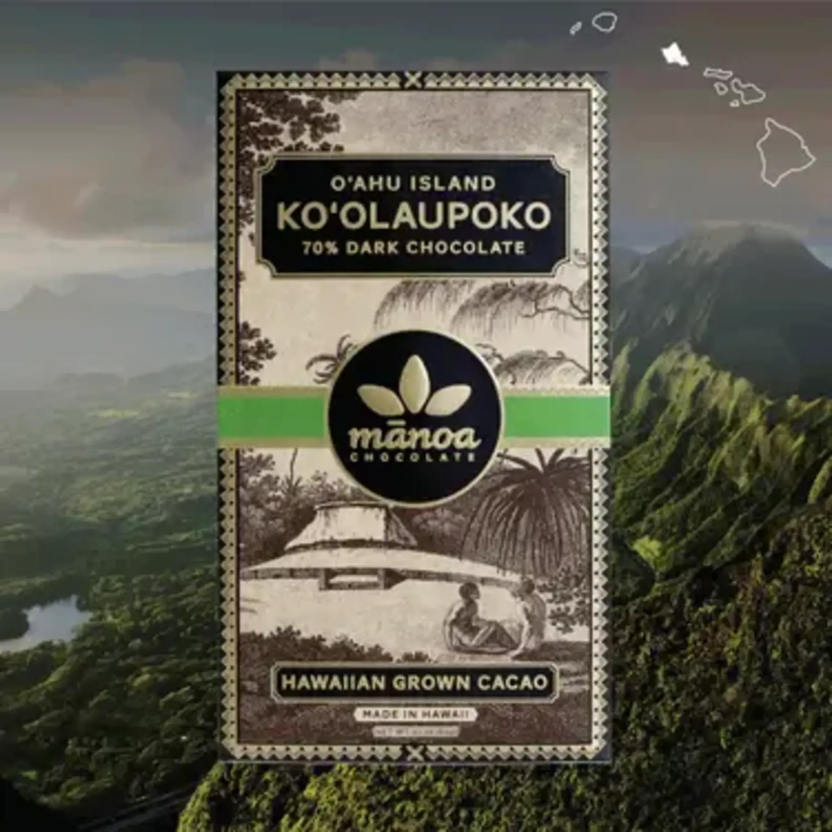 Manoa Ko'olaupoko O'ahu Island 70% Dark Chocolate Bar 2.1oz