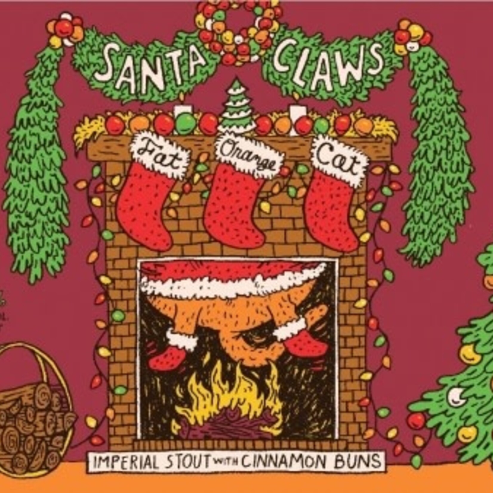 Fat Orange Cat Santa Claws 16oz CN