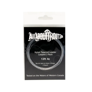 All About Trout Looped Nylon Tapered 12ft 4x Leader