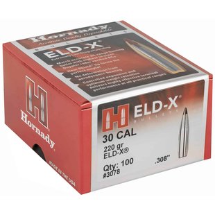 Hornady 30 CAL .308" 220 GR ELD-X Bullets #3078