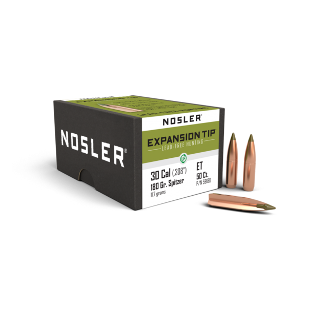 Nosler 30 CAL 180 GR Expansion Tip Lead-Free Bullets