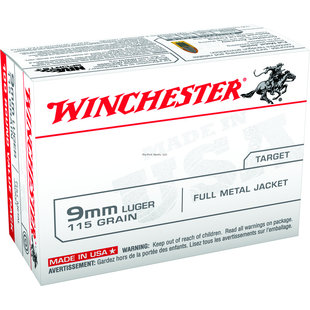 Winchester 9MM Luger 115 GR FMJ Pistol Ammo