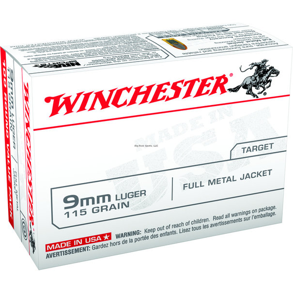 Winchester 9MM Luger 115 GR FMJ Pistol Ammo