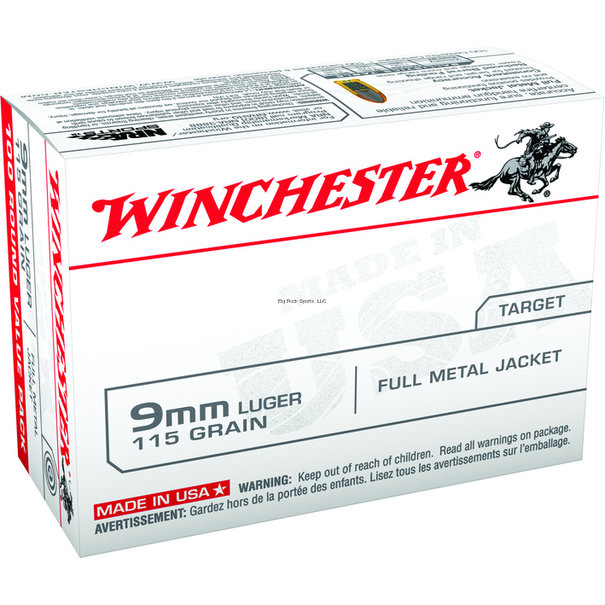 Winchester Winchester 9MM Luger 115 GR FMJ Pistol Ammo
