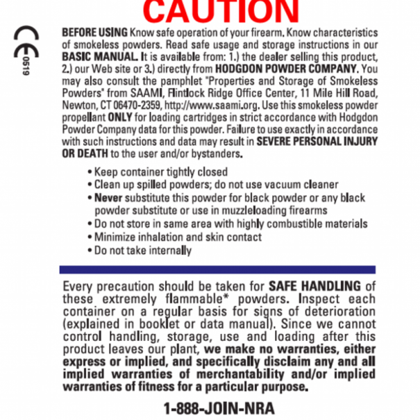 Hodgdon Hodgdon H1000 Rifle Powder 1Ib.