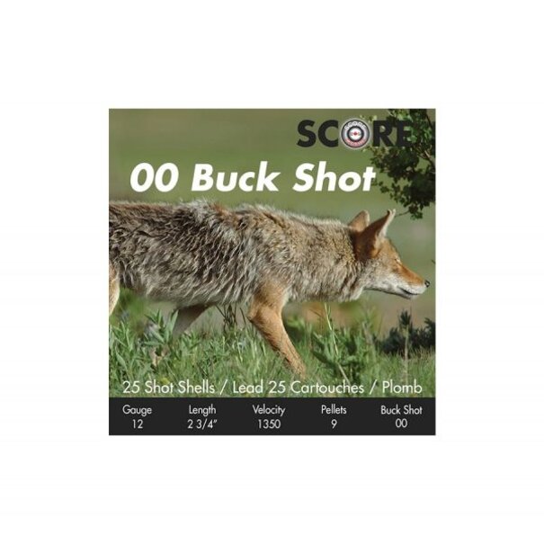 Score Score Buck Shot 00 12 GA 2-3/4" 1350 fps 9 Pellet Ammo