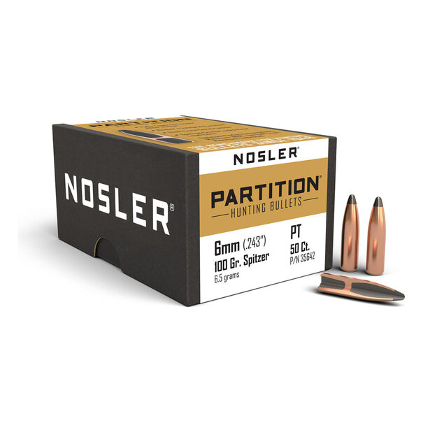 Nosler 6MM CAL 100 GR Spitzer Bullets