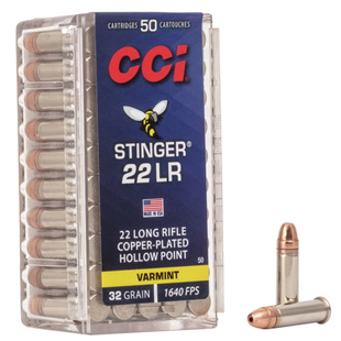 CCI Stinger 22LR 32 GR Copper Plated Hollow Point Ammo