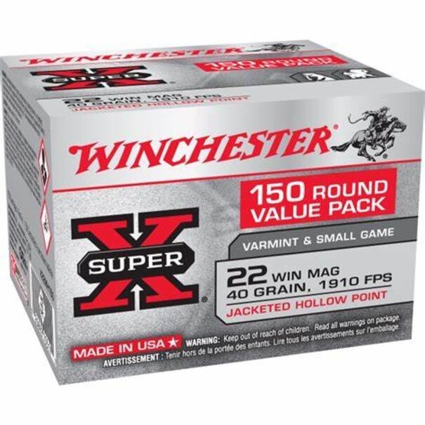 Winchester 22 WMR 40 GR Jacketed Hollow Point 150 Round