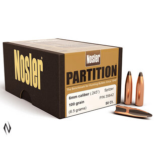 Nosler Partition 6mm 100 GR Spitzer 50ct