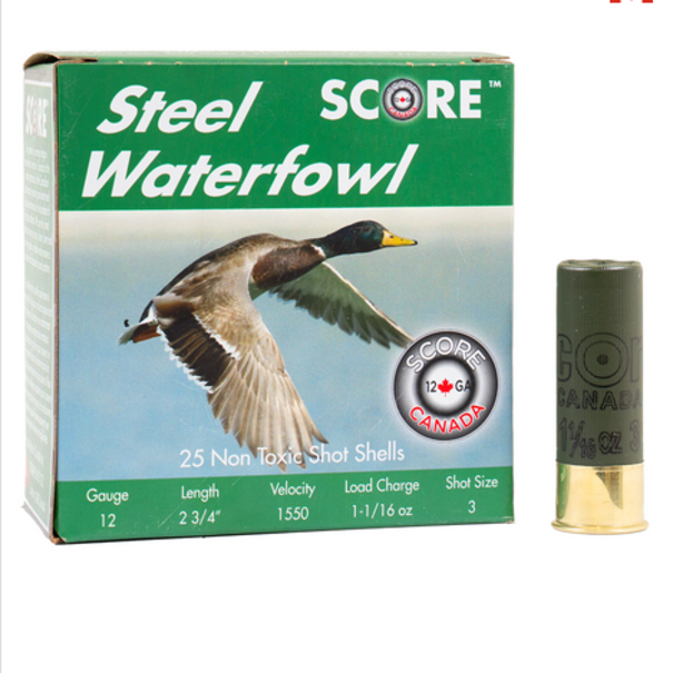 Score Score Steel Waterfowl 12 ga 2-3/4 1-1/16oz #3