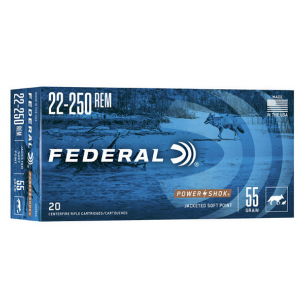 Federal 22-250 REM 55gr JSP Ammo