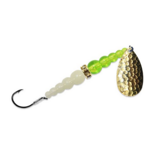Mack's Lures Wedding Ring Spinner HMR Brass/Flow Chart Glow Size 6