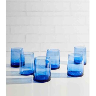 Moroccan Cone Glassware Large - Color: Blue Set 6