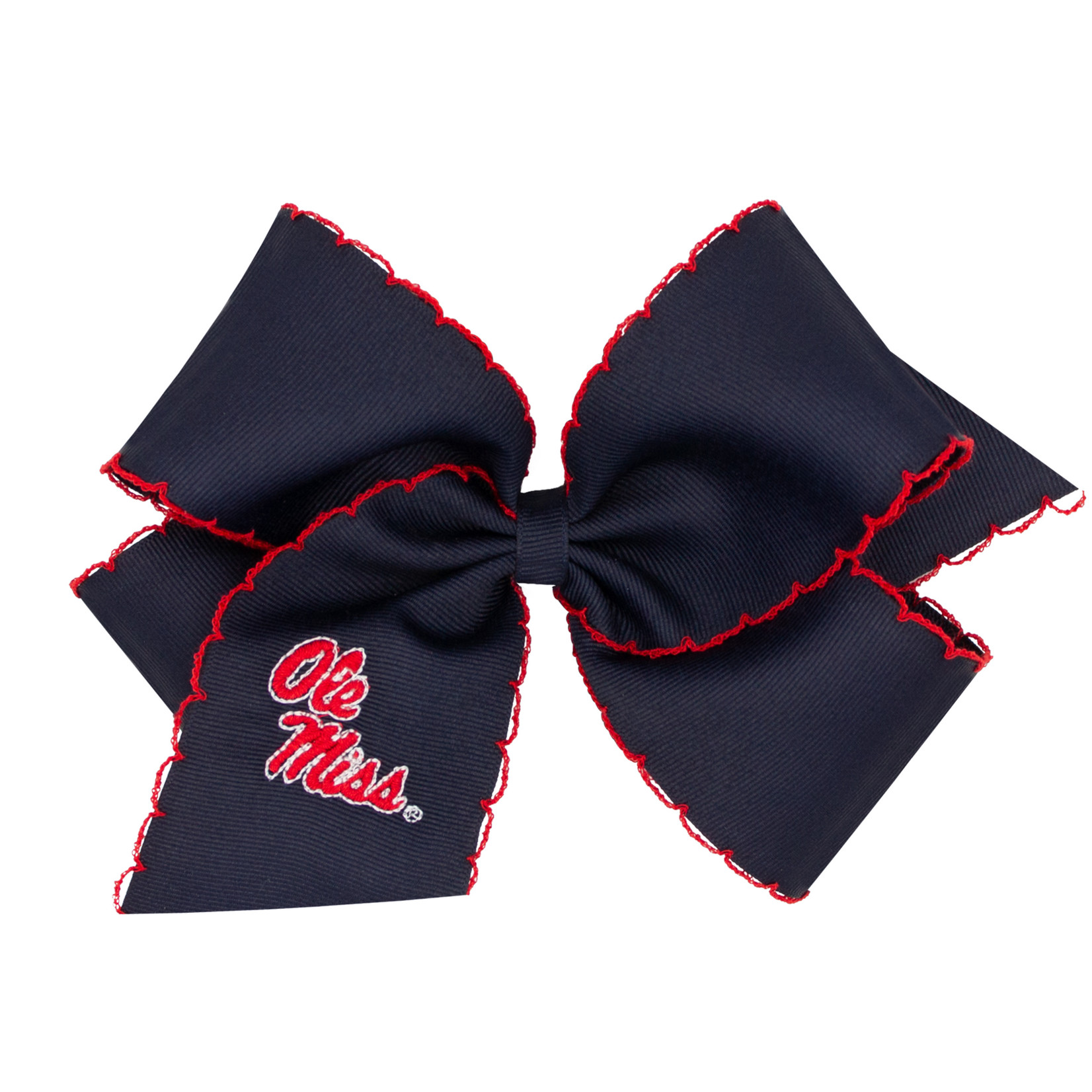 Wee Ones King Moon stitch Collegiate  Embroidered Bow