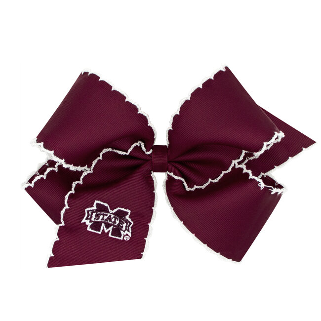 Wee Ones King Moon stitch Collegiate  Embroidered Bow