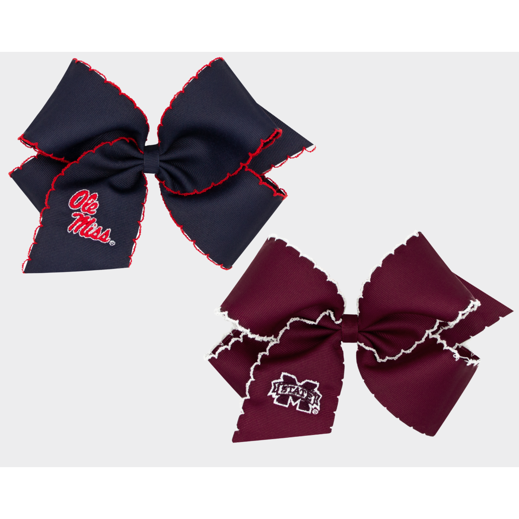 Wee Ones King Moon stitch Collegiate  Embroidered Bow