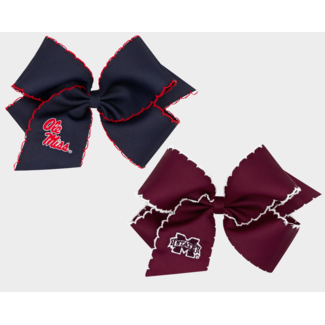 Wee Ones King Moon stitch Collegiate  Embroidered Bow