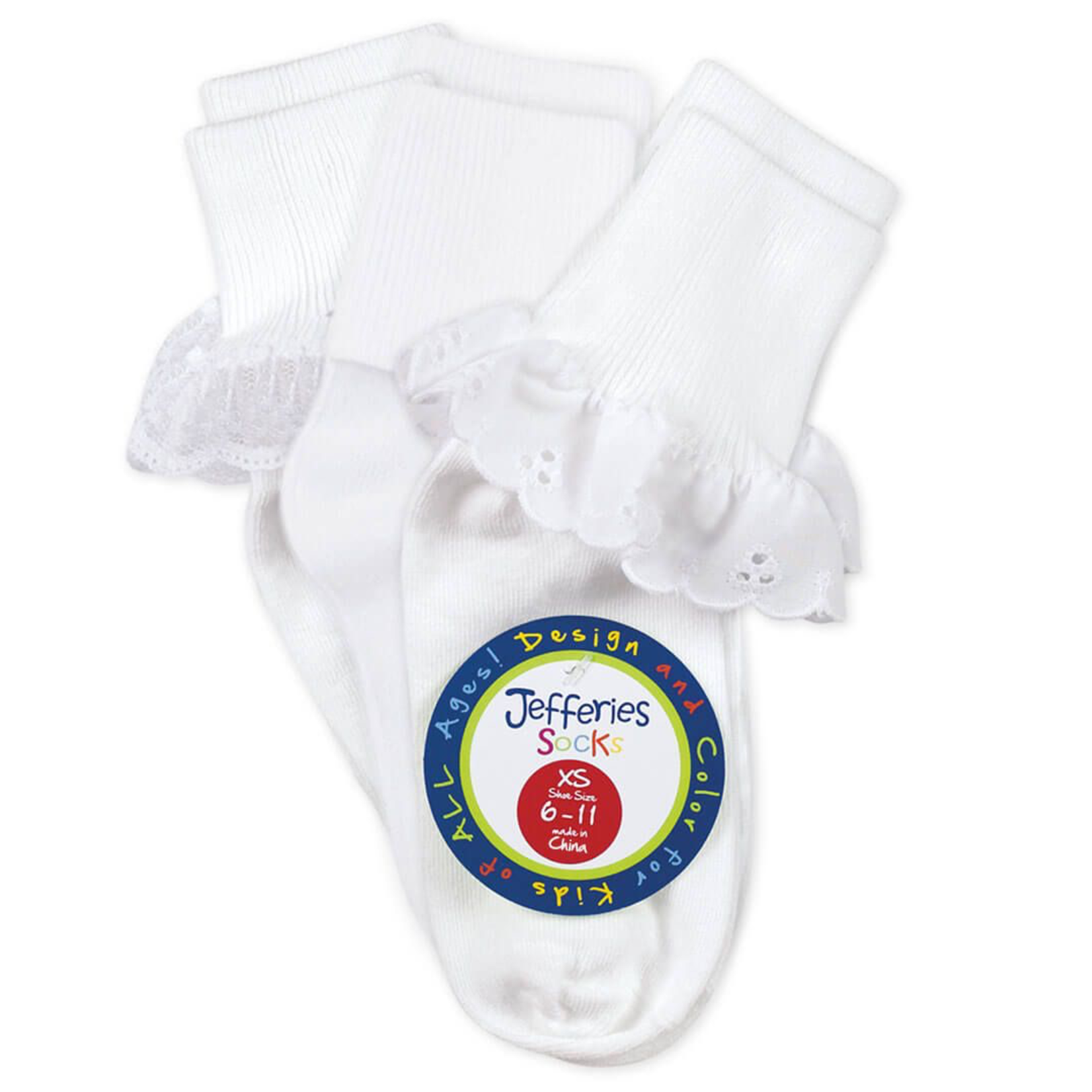 Jefferies Socks Eyelet/Lace/Turn Cuff Socks (3 pk)