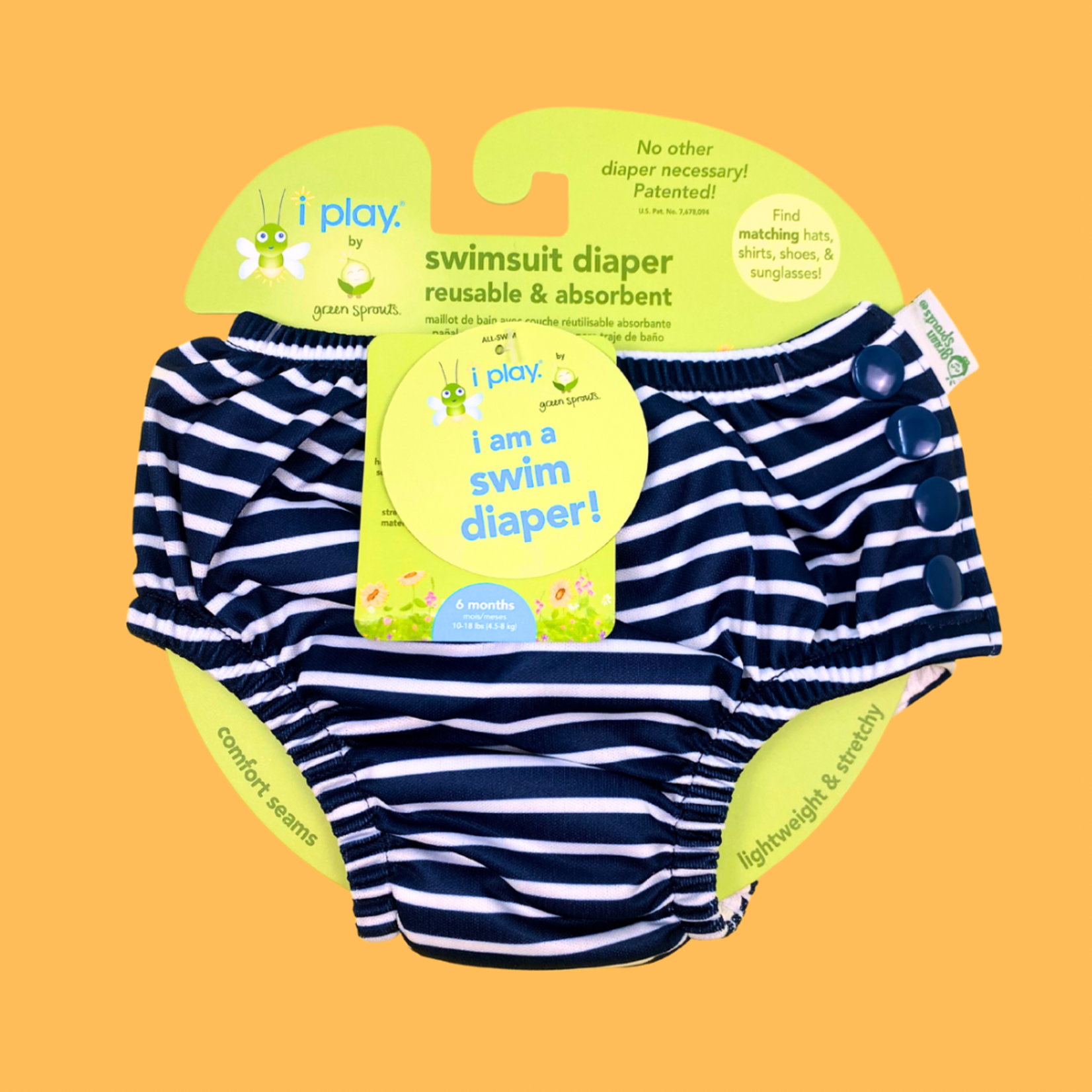 Green Sprouts Snap Diaper (navy stripe)