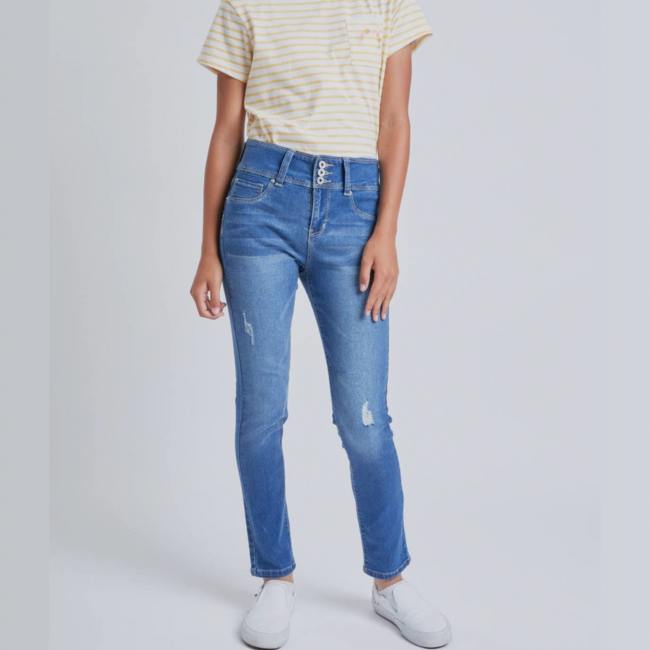 YMI Rips + Tatters Light Wash Denim Skinny Jean