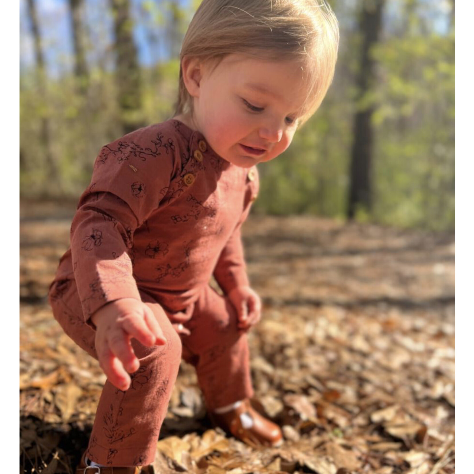 Vignette Jojo Pocket Romper in Rust Floral